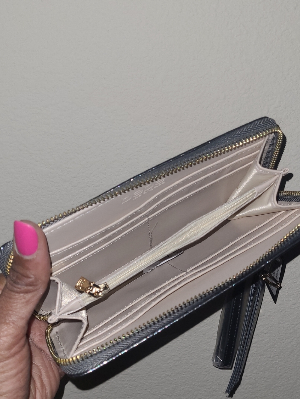 bebe Metallic Quilted Wallet — Silver Pewter - Picture 7 of 8